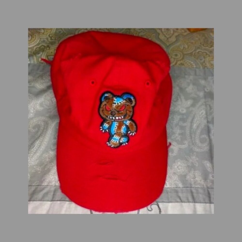 Muka Zombie Bear Adjustable Dad Hat Red